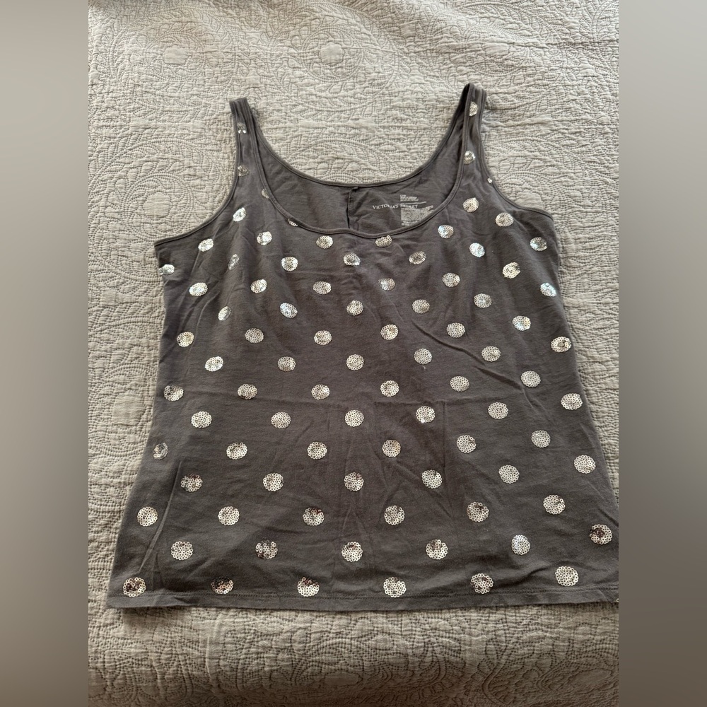 Victoria's Secret Gray Polka Dot Sequin Tank Top